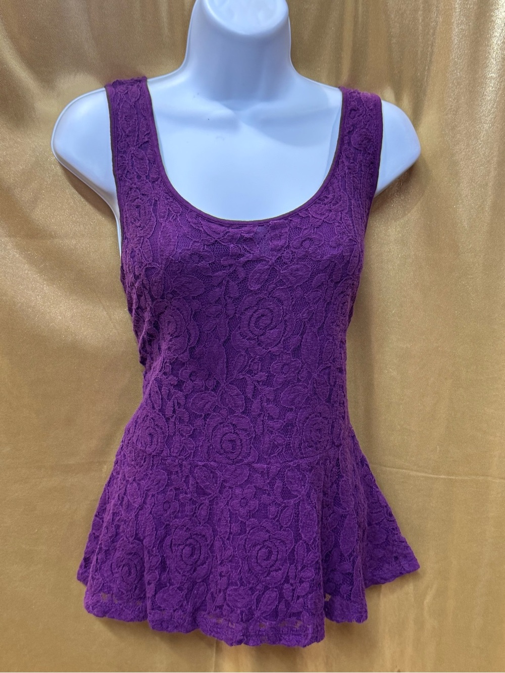 LOFT Purple Floral Lace Peplum Tank Top | Size Medium